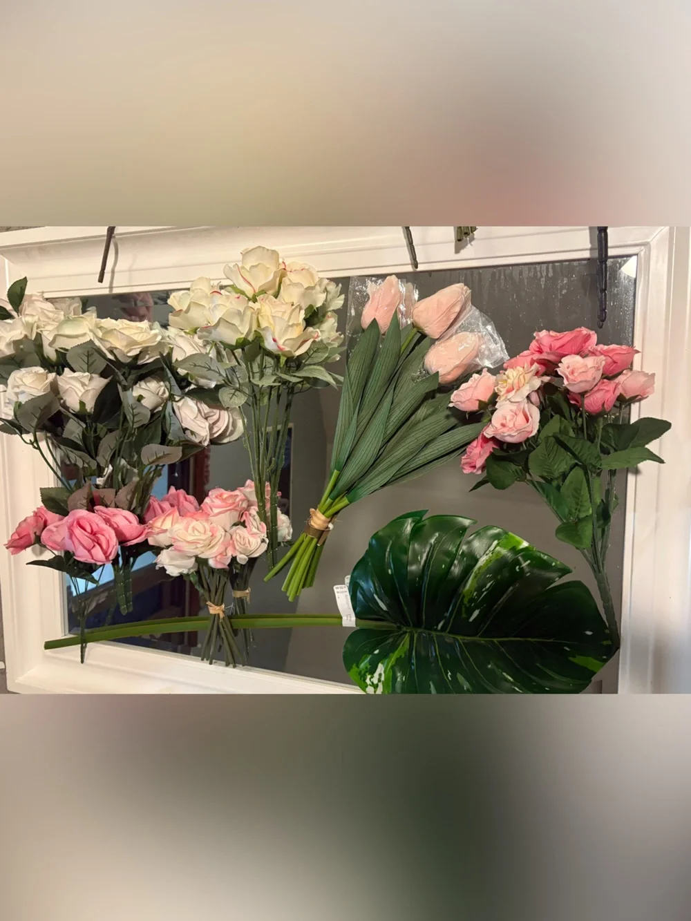Huge bundle of mixed faux flowers, real touch, silk flowers for crafts, home dec